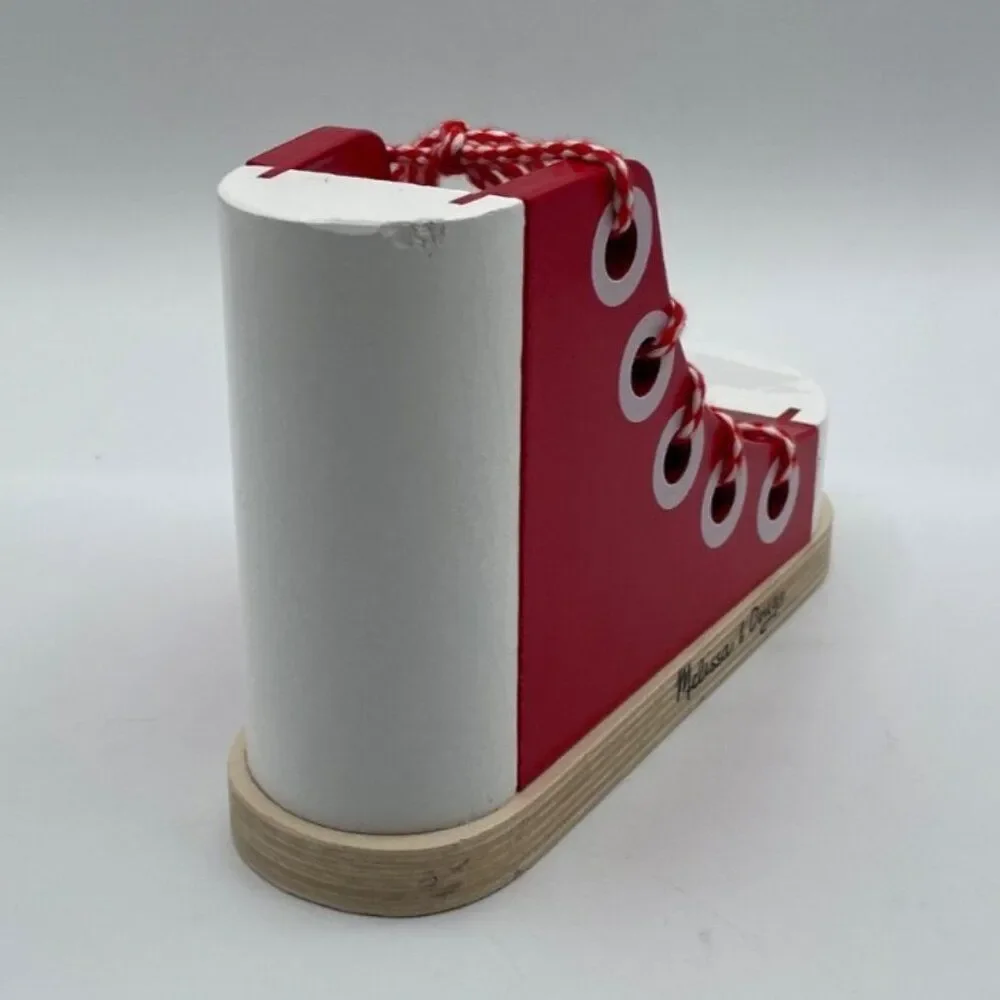 Melissa & Doug Wooden Sneaker Lace-Up Kids Learning Toy Preschool Motor Skills